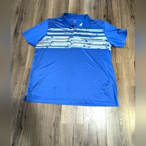 Nortek Men's Blue Striped Polo Golf  Shirt. Size 2XT. Length Is 32 Inches . GUC.